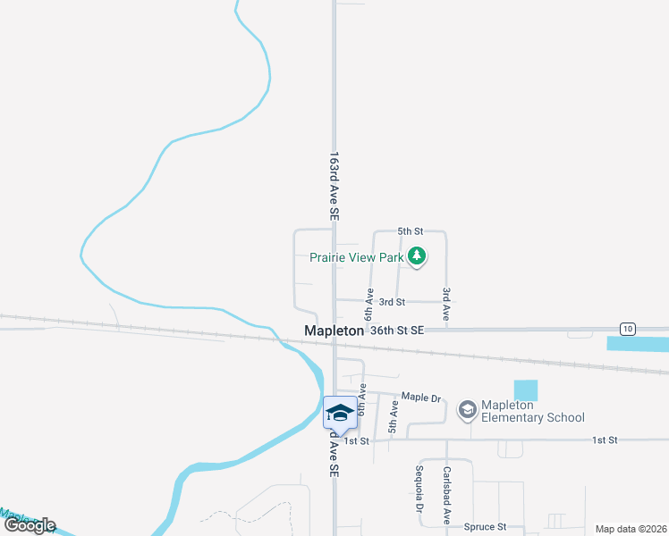map of restaurants, bars, coffee shops, grocery stores, and more near 163rd Avenue Southeast in Mapleton