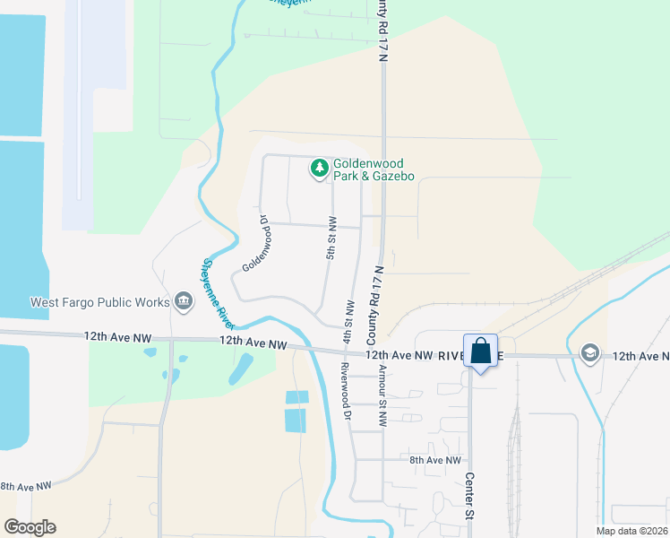map of restaurants, bars, coffee shops, grocery stores, and more near 1246-1250 4th Street Northwest in West Fargo