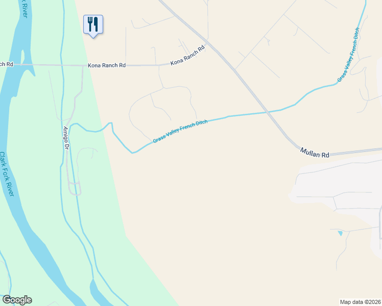 map of restaurants, bars, coffee shops, grocery stores, and more near 2617 Royal Wulff Court in Missoula