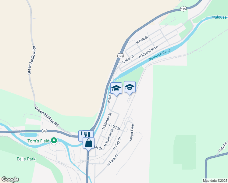 map of restaurants, bars, coffee shops, grocery stores, and more near 1207 North Morton Street in Colfax