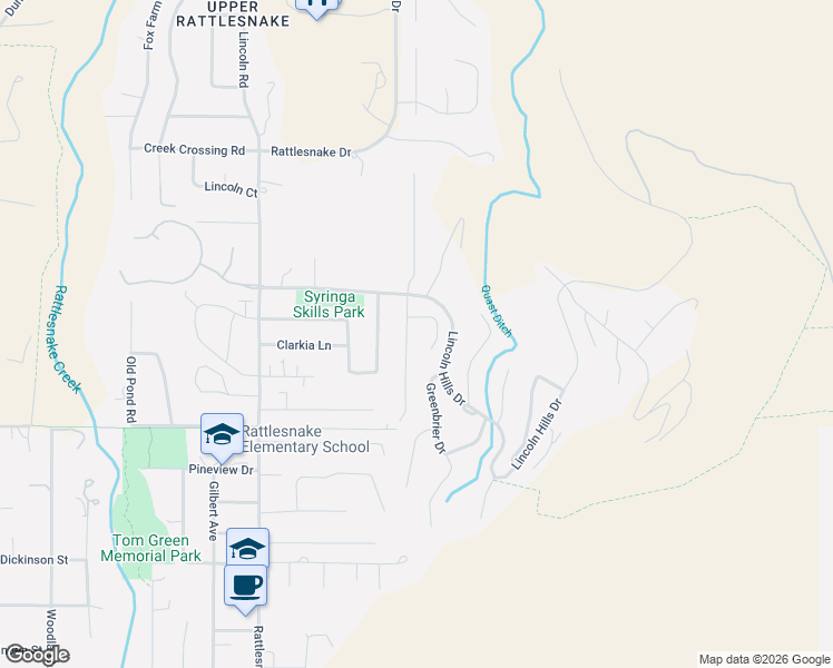map of restaurants, bars, coffee shops, grocery stores, and more near 15 Columbine Road in Missoula