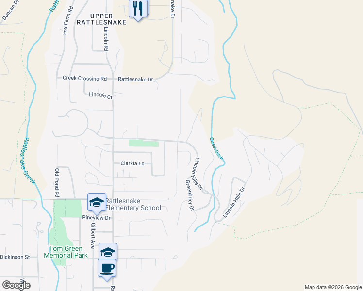 map of restaurants, bars, coffee shops, grocery stores, and more near 2100 Lincoln Hills Drive in Missoula