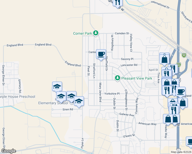 map of restaurants, bars, coffee shops, grocery stores, and more near 2721 Mary Jane Boulevard in Missoula