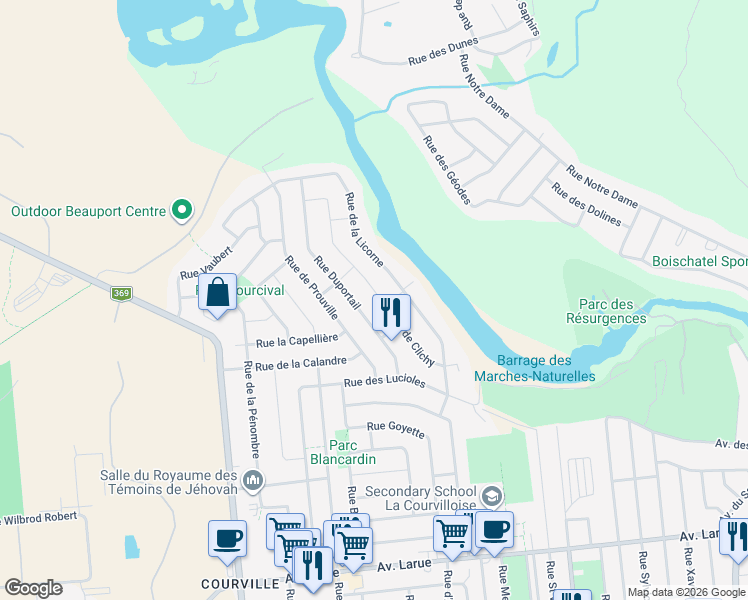 map of restaurants, bars, coffee shops, grocery stores, and more near 80 Rue de Clichy in Québec