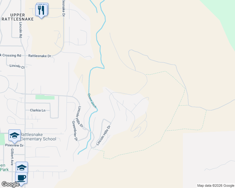 map of restaurants, bars, coffee shops, grocery stores, and more near 2955 Lincoln Hills Drive in Missoula