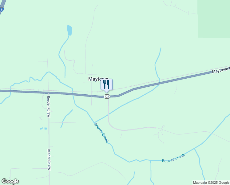 map of restaurants, bars, coffee shops, grocery stores, and more near 2736 Maytown Road Southwest in Olympia