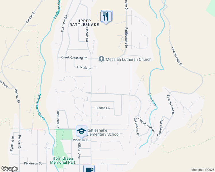 map of restaurants, bars, coffee shops, grocery stores, and more near 1454 Lincoln Hills Drive in Missoula