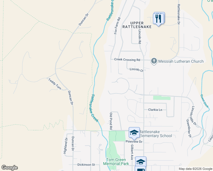 map of restaurants, bars, coffee shops, grocery stores, and more near 44 Brookside Way in Missoula