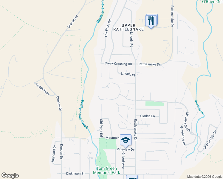 map of restaurants, bars, coffee shops, grocery stores, and more near 66 Brookside Way in Missoula