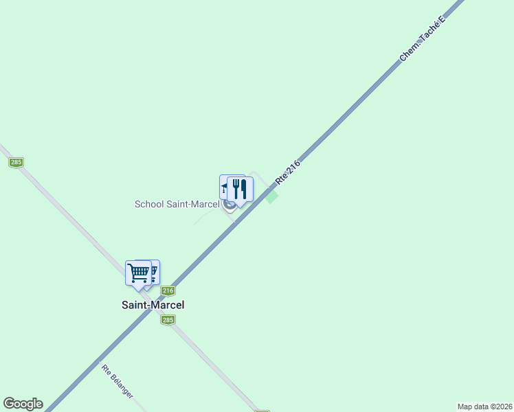 map of restaurants, bars, coffee shops, grocery stores, and more near 51 Chemin Taché Est in Saint-Marcel