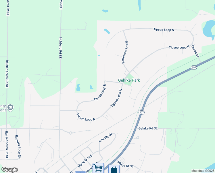 map of restaurants, bars, coffee shops, grocery stores, and more near 968 Tipsoo Loop South in Rainier