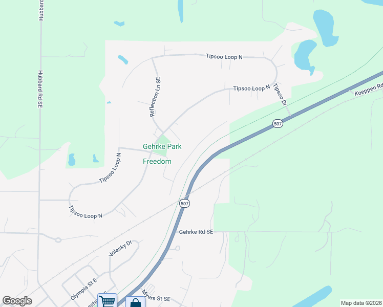 map of restaurants, bars, coffee shops, grocery stores, and more near Industrial Drive Southeast in Rainier