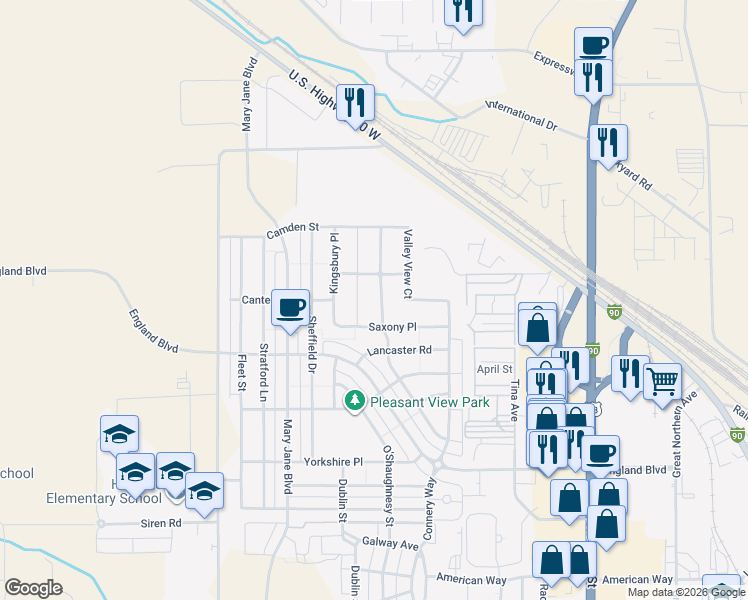 map of restaurants, bars, coffee shops, grocery stores, and more near 3801 Saxony Place in Missoula