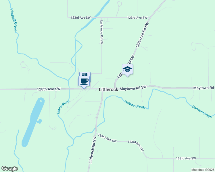 map of restaurants, bars, coffee shops, grocery stores, and more near in Littlerock