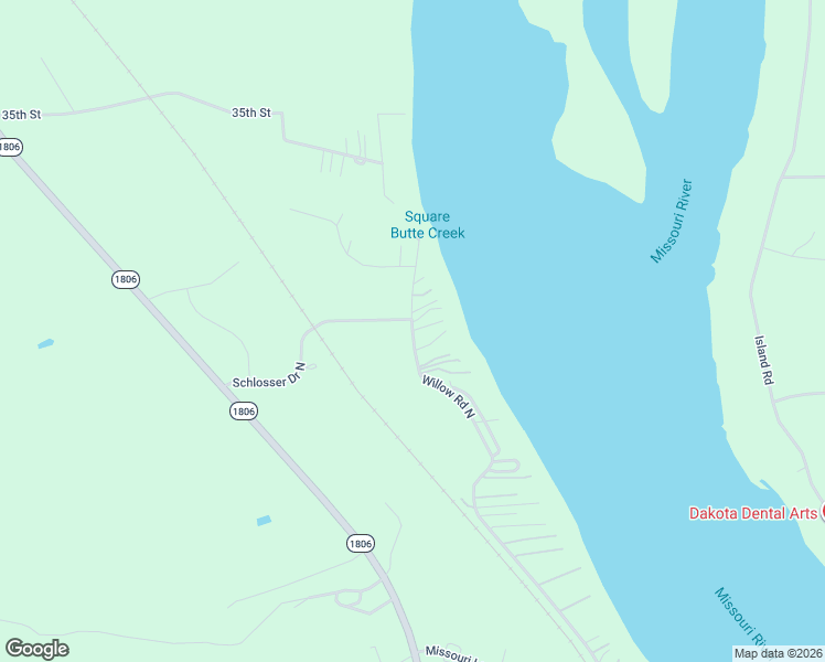 map of restaurants, bars, coffee shops, grocery stores, and more near 8538 Willow Road Northeast in Mandan