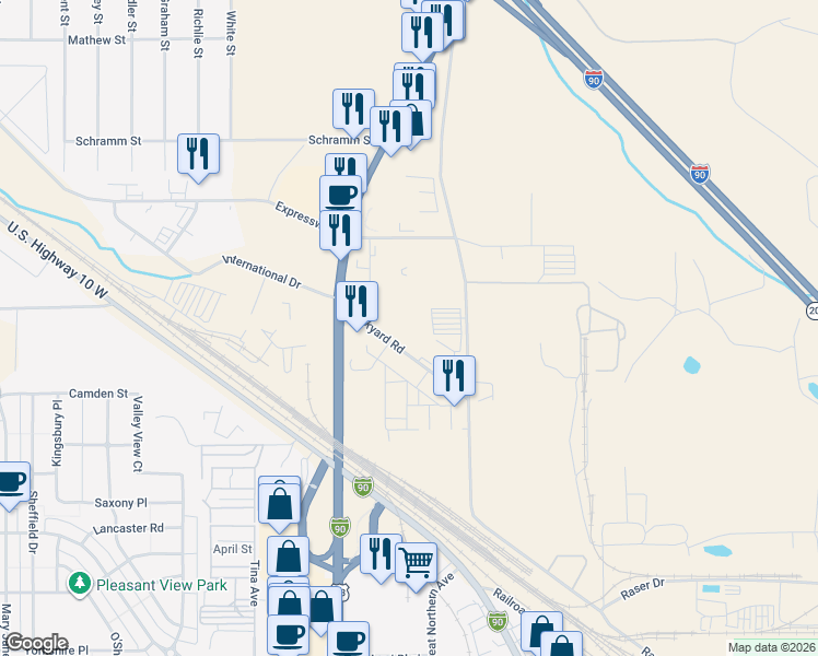 map of restaurants, bars, coffee shops, grocery stores, and more near 3665 Grant Creek Rd in Missoula