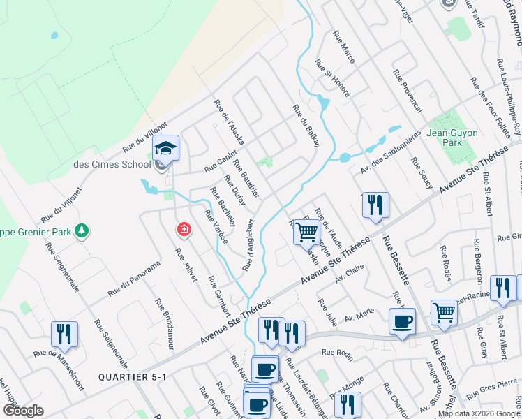 map of restaurants, bars, coffee shops, grocery stores, and more near 670 Rue d'Anglebert in Québec