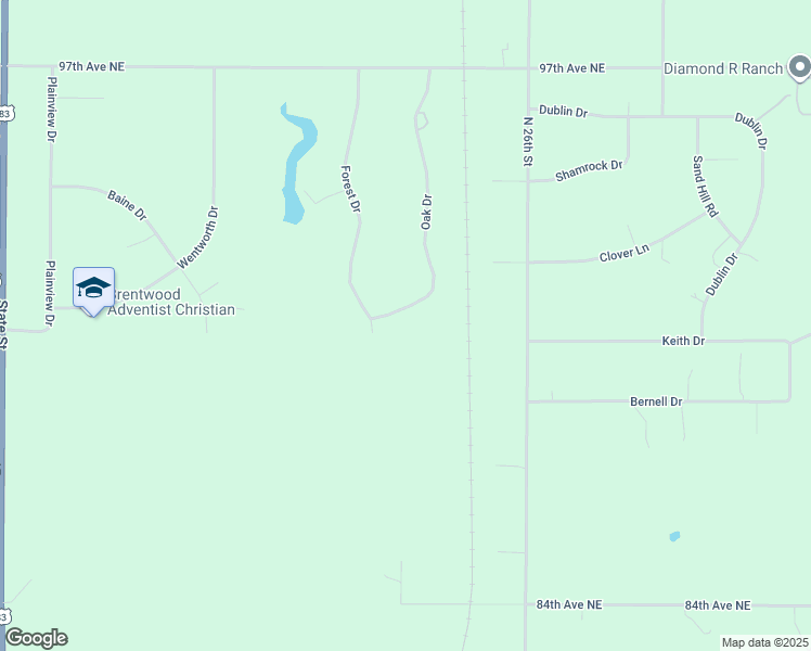 map of restaurants, bars, coffee shops, grocery stores, and more near 9079 Oak Drive in Bismarck