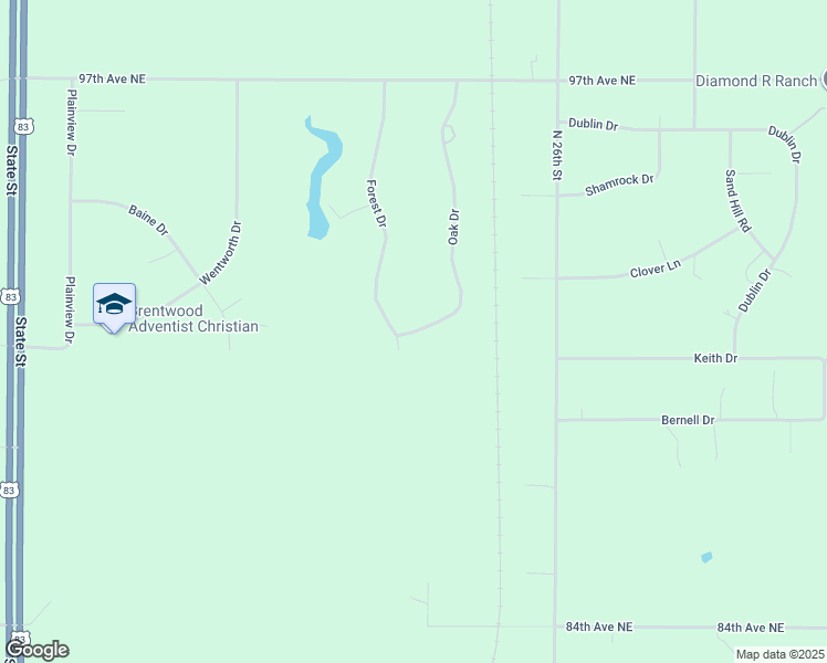 map of restaurants, bars, coffee shops, grocery stores, and more near 9079 Oak Drive in Bismarck