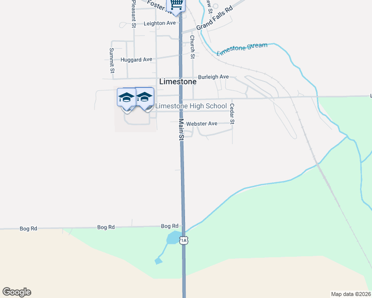 map of restaurants, bars, coffee shops, grocery stores, and more near 105 Main Street in Limestone