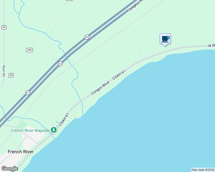map of restaurants, bars, coffee shops, grocery stores, and more near 5410 North Shore Drive in Duluth