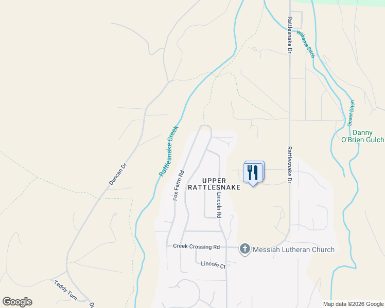 map of restaurants, bars, coffee shops, grocery stores, and more near 4300 Fox Farm Road in Missoula