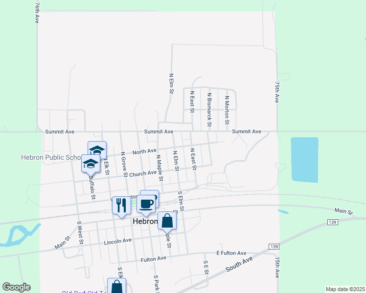 map of restaurants, bars, coffee shops, grocery stores, and more near 949 North Avenue in Hebron