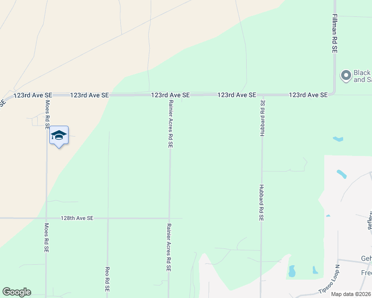 map of restaurants, bars, coffee shops, grocery stores, and more near 12510 Rainier Acres Road Southeast in Rainier