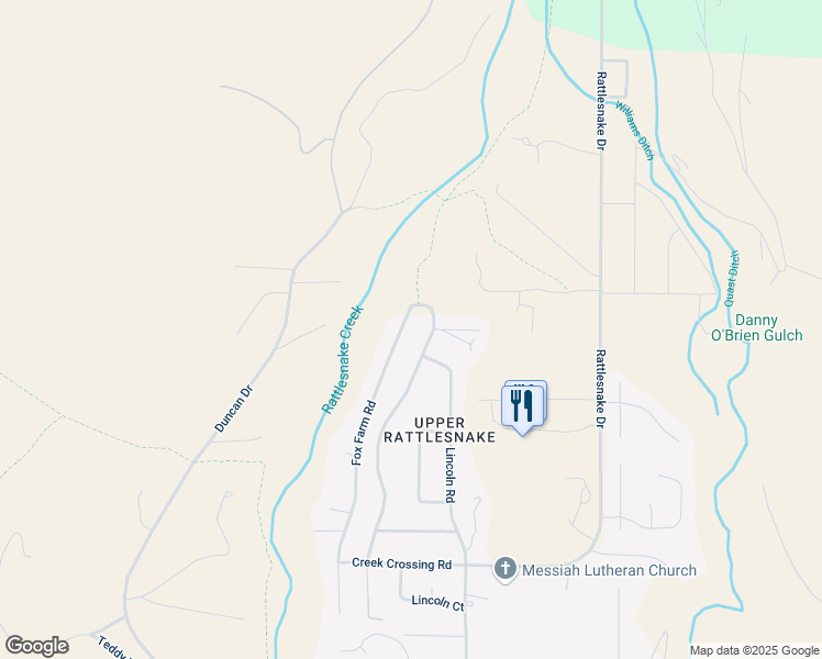 map of restaurants, bars, coffee shops, grocery stores, and more near 4501 Fox Farm Rd in Missoula