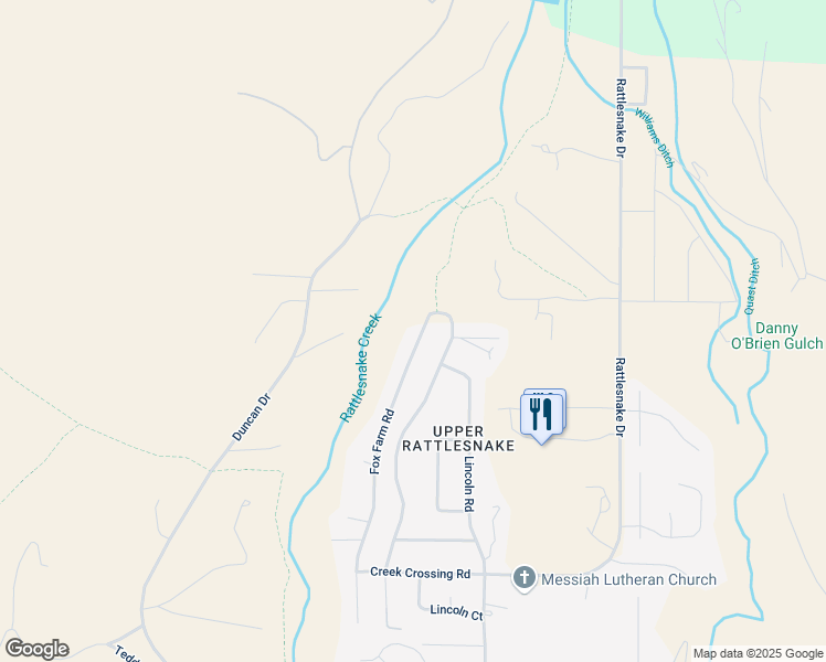 map of restaurants, bars, coffee shops, grocery stores, and more near 4501 Fox Farm Road in Missoula