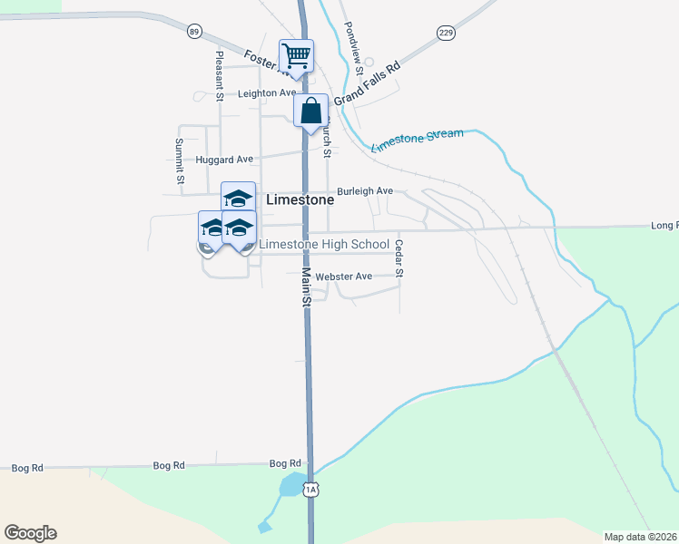 map of restaurants, bars, coffee shops, grocery stores, and more near 15 School Avenue in Limestone