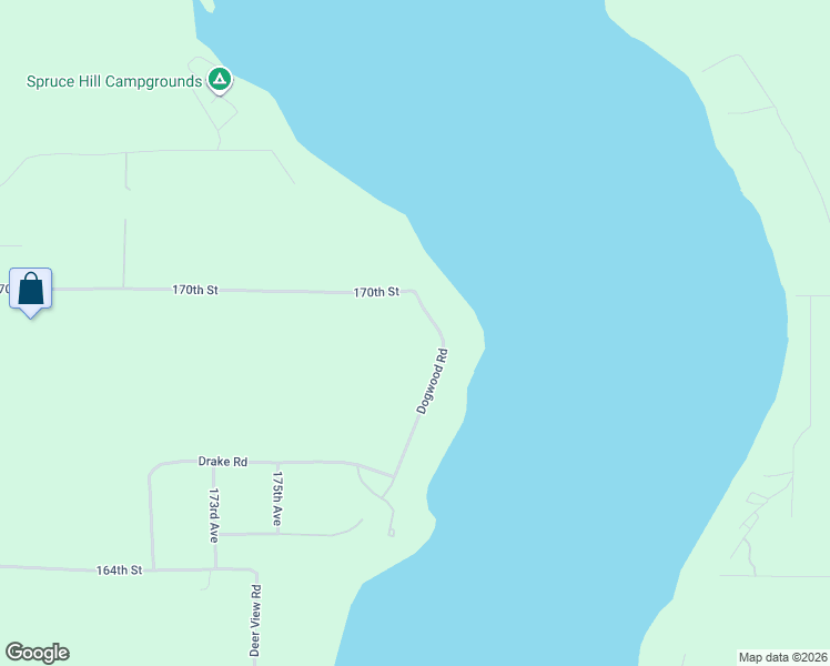 map of restaurants, bars, coffee shops, grocery stores, and more near 16939 Dogwood Road in Park Rapids
