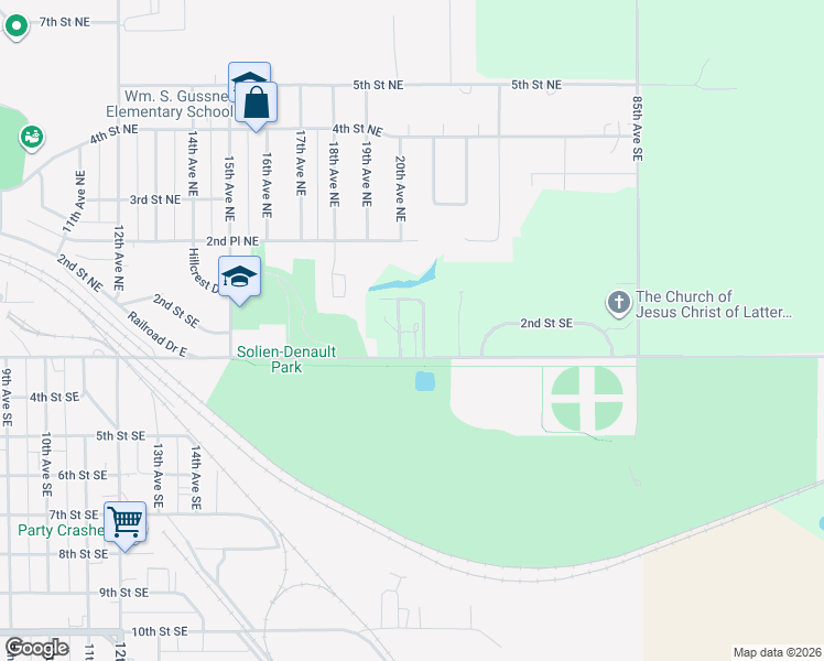 map of restaurants, bars, coffee shops, grocery stores, and more near 2001-2099 3rd Street Southeast in Jamestown