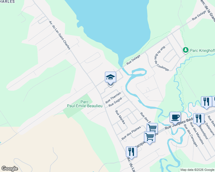 map of restaurants, bars, coffee shops, grocery stores, and more near 479 Rue des Couventines in Québec