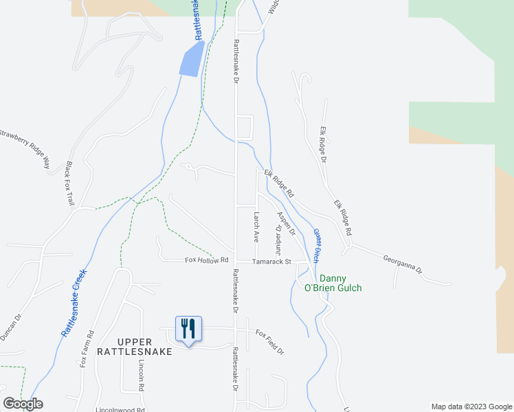 map of restaurants, bars, coffee shops, grocery stores, and more near 2318 Aspen Drive in Missoula