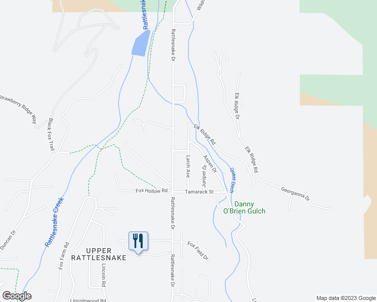 map of restaurants, bars, coffee shops, grocery stores, and more near 2326 Aspen Drive in Missoula