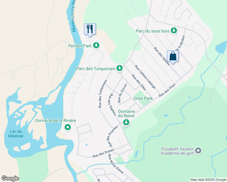 map of restaurants, bars, coffee shops, grocery stores, and more near 175 Rue des Saphirs in Boischatel
