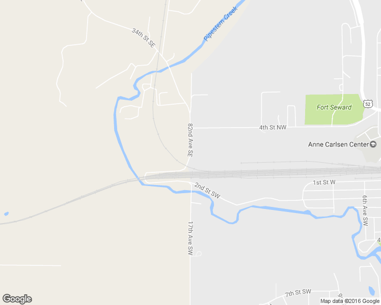 map of restaurants, bars, coffee shops, grocery stores, and more near 3498 82nd Avenue Southeast in Jamestown