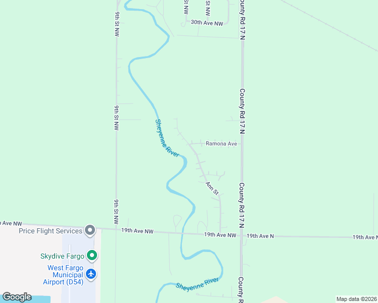 map of restaurants, bars, coffee shops, grocery stores, and more near 2402 Ann Street in West Fargo