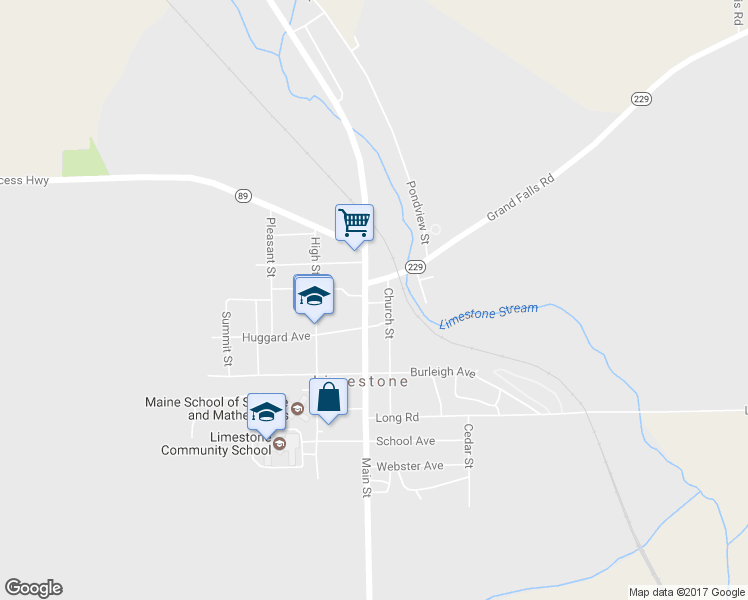 map of restaurants, bars, coffee shops, grocery stores, and more near 22 Main Street in Limestone