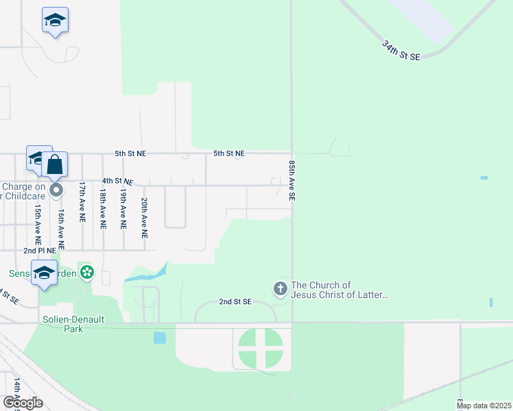 map of restaurants, bars, coffee shops, grocery stores, and more near 201-299 25th Avenue Northeast in Jamestown
