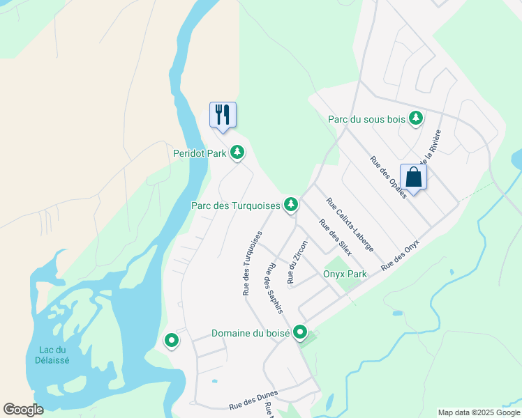 map of restaurants, bars, coffee shops, grocery stores, and more near 233 Rue des Turquoises in Boischatel