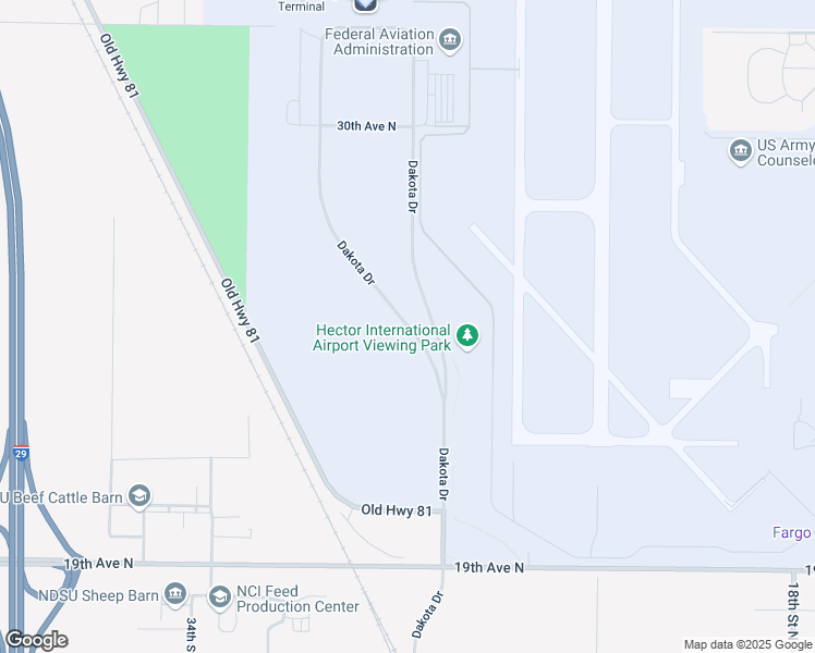 map of restaurants, bars, coffee shops, grocery stores, and more near Dakota Drive in Fargo