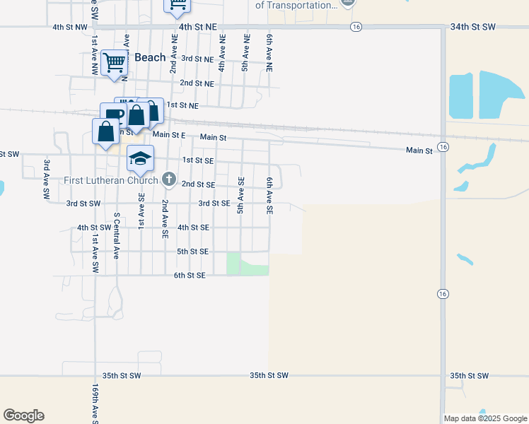 map of restaurants, bars, coffee shops, grocery stores, and more near 542-598 4th Street Southeast in Beach