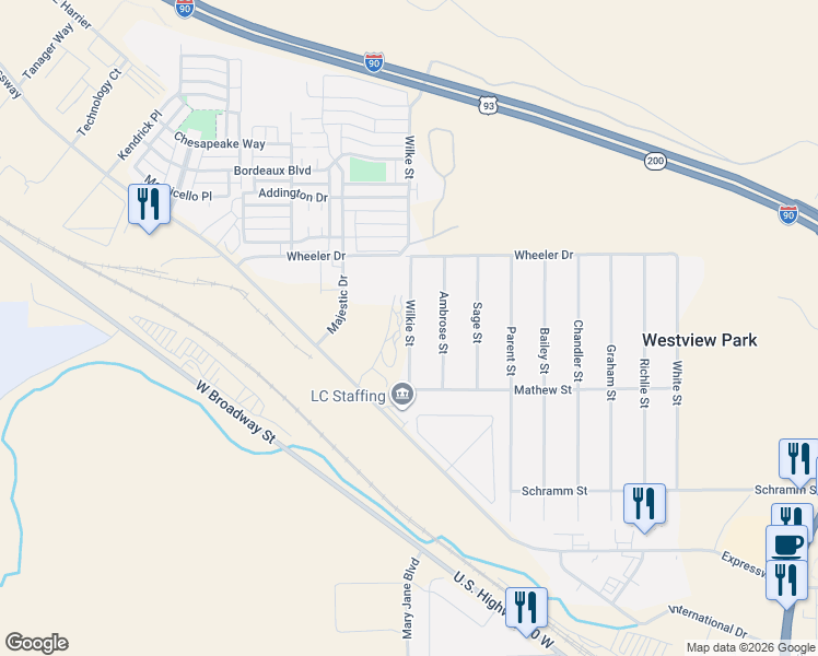map of restaurants, bars, coffee shops, grocery stores, and more near 4701-4799 Wilkie St in Missoula