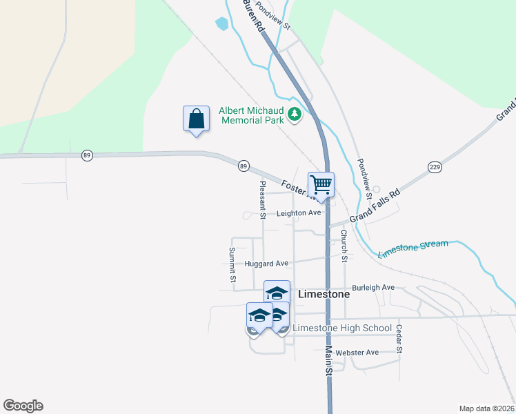 map of restaurants, bars, coffee shops, grocery stores, and more near 15 Pleasant Street in Limestone