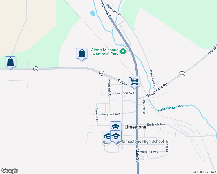 map of restaurants, bars, coffee shops, grocery stores, and more near 15 Pleasant Street in Limestone