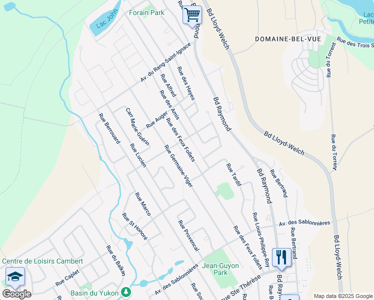 map of restaurants, bars, coffee shops, grocery stores, and more near 168 Rue des Feux Follets in Quebec City