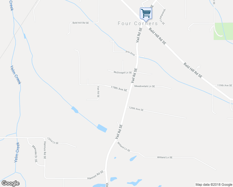 map of restaurants, bars, coffee shops, grocery stores, and more near 17341 119th Avenue Southeast in Yelm