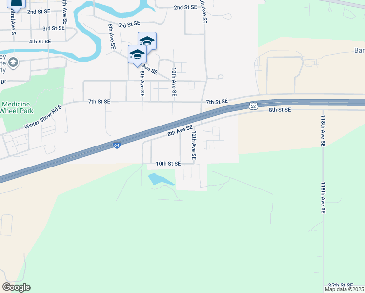 map of restaurants, bars, coffee shops, grocery stores, and more near 905 11th Avenue Southeast in Valley City